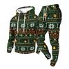 Men's Christmas Print Hoodie and Sweatpants Set, Lightweight Casual Two Piece Outfit with Straight Leg Pants