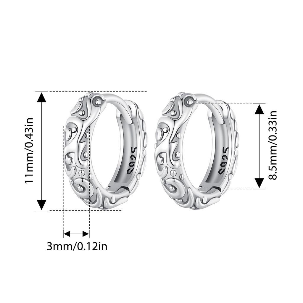WOSTU Vintage 925 Sterling Silver Retro Pattern Hoop Earrings For Women Mom's Lady Party Dating Jewelry Gift