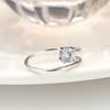 S925 Sterling Silver Adjustable Open Ring with Diamond Inlays - Four-Prong Design, Perfect for Qixi Festival.