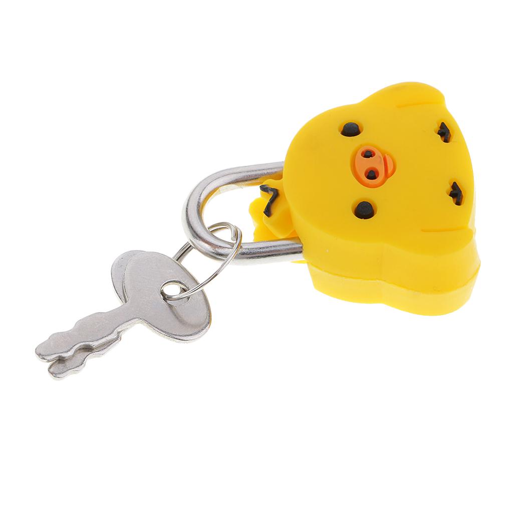 1 Set Cute Cartoon Doll Animal Mini Padlock Security Lock With Key Kid Gift