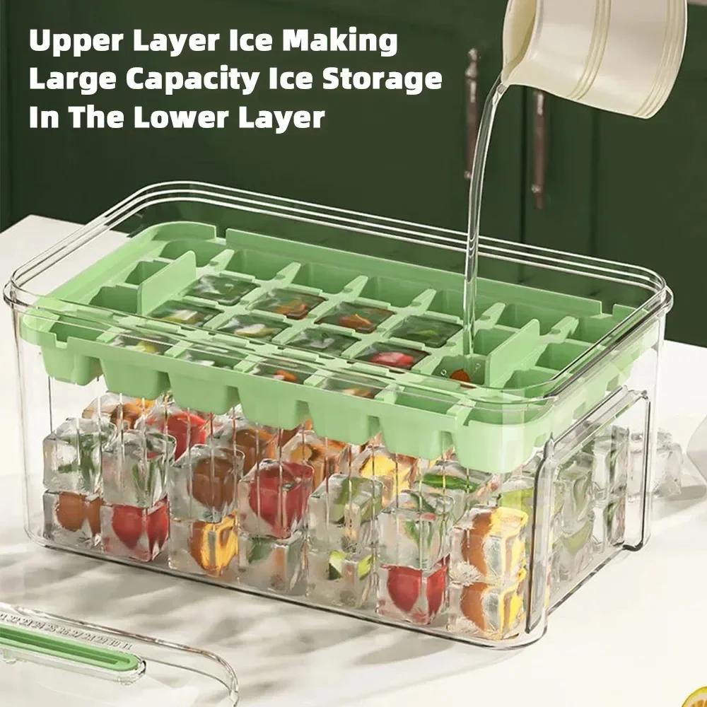 Refrigerator Ice Cube Maker with Shovel Seal Food-Grade Sealed Ice Storage Box for Home Kitchen Mold for Home Kitchen
