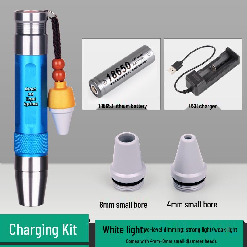 Three-Light LED Jade & Jewelry Identification Flashlight - 365nm UV Purple Lamp for Professional Gemstone and Artifact Testing
