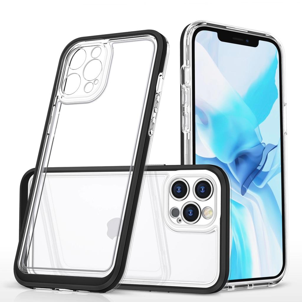 Clear 3In1 Etui Do Iphone 12 Pro Żelowy Pokrowiec Z Ramką Czarny