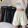 High Waist Plus Size PU Leather A-Line Shorts for Women - Autumn Casual Booty Fit
