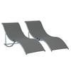 Set of 2 S-shaped Foldable Lounge Chair Sun Lounger Reclining Outdoor Chair for Patio Beach Garden, Grey
