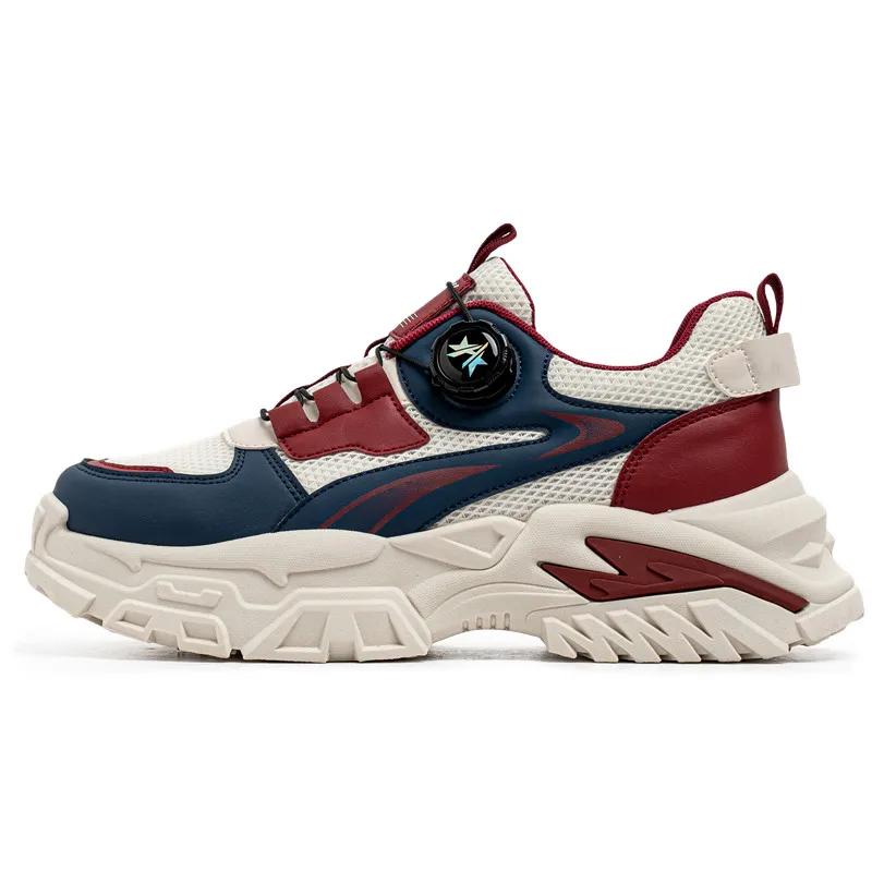 

Fashion Four Season Soft Soled Non Slip Outdoor Running Shoes Student Sneakers Men s Korean Rotating Buckle Trendy Casual Sports Shoes 45 красный
