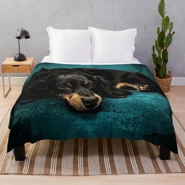 Dachshund Dog Blanket Fleece Spring/Autumn Wiener Sausage Dog Lightweight Throw Blankets for Sofa Car Bed King Queen Size