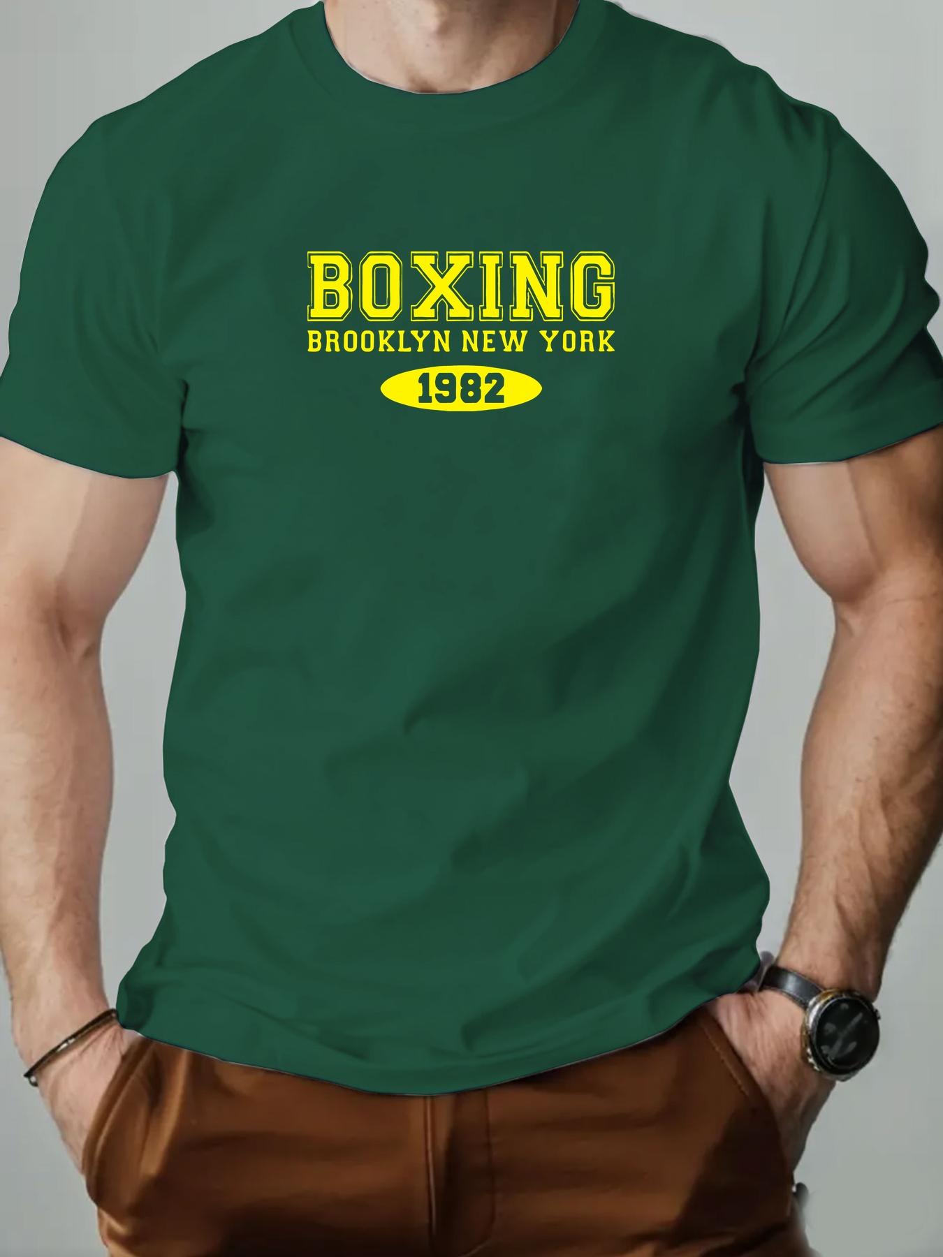 

2025 New Hot Sale Mens Summer Short Sleeve TShirt with Boxing Brooklyn New York 1982 Print Casual Soft Breathable Cotton Tee 4XL