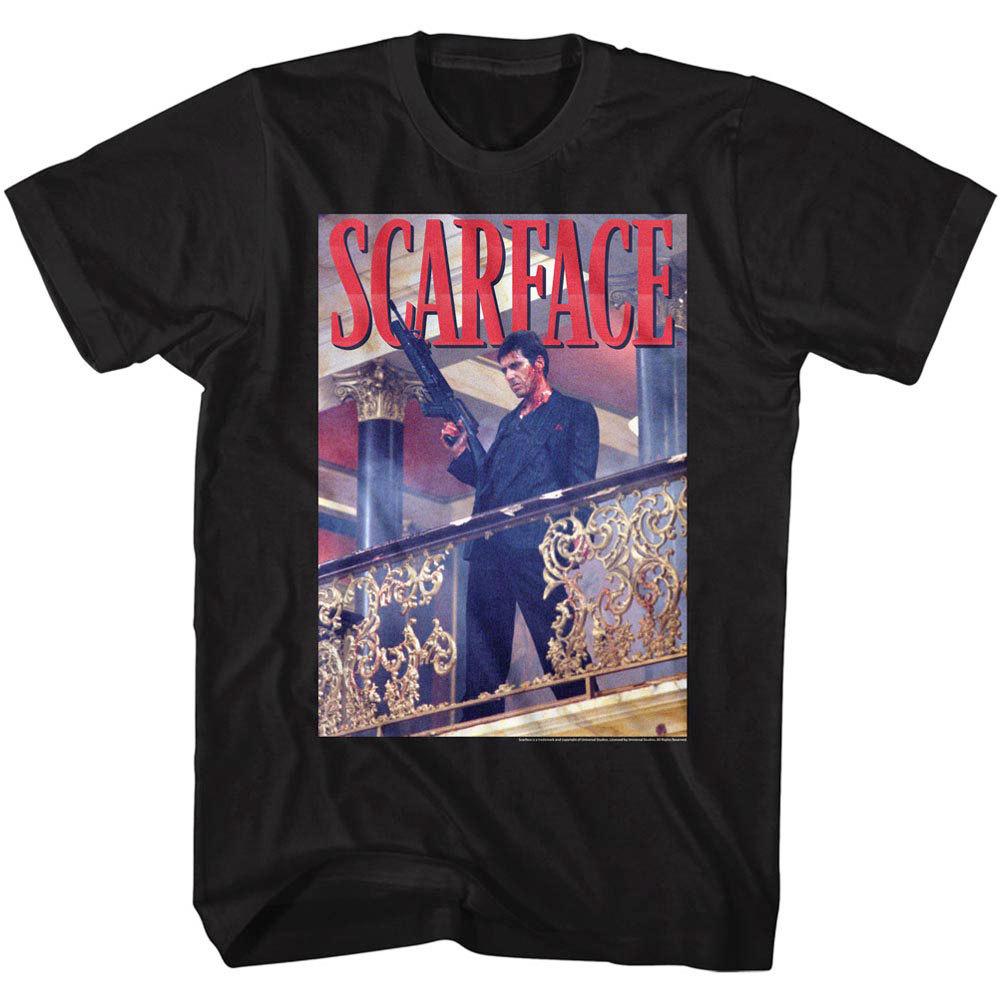 Scarface Tony Montana Balcony Railing Shot Men T Shirt Big Gun Pacino Gangster S