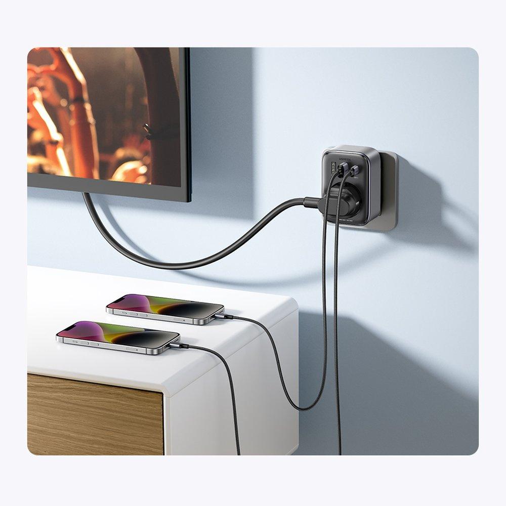 Ugreen 30W Dual-Port Wall Charger with USB-A & USB-C Ports - Universal EU Plug - Black