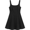 Elegant Stretch Square Neck Sleeveless Little Black Dress Women Dresses 859850