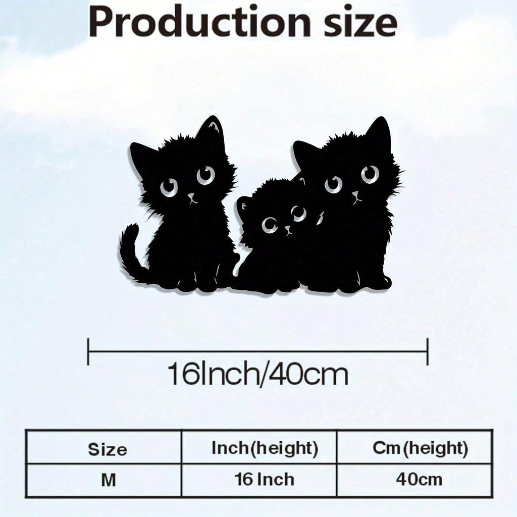 Bohemian Cat Metal Wall Art Black Corrosion Resistant Sculpture Outdoor Holiday Decor