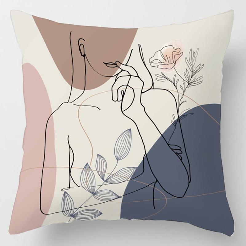 Square Pillow Cushion Living Room Sofa Pillow Simple Character Pillow Case Bedroom Window Sill Bay Window