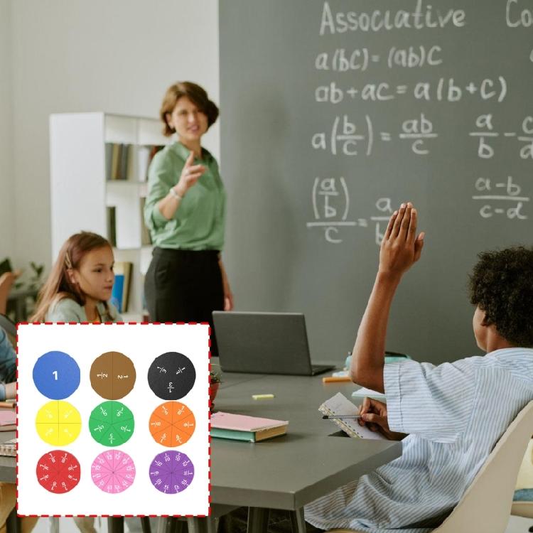 Practical Magnetic Fraction Tiles Pieces Set for Group Math Learning and Fraction Illustration in School Environments
