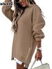 Autumn Fashion Patchwork Side Zipper Design Set Sweatshirt for Women