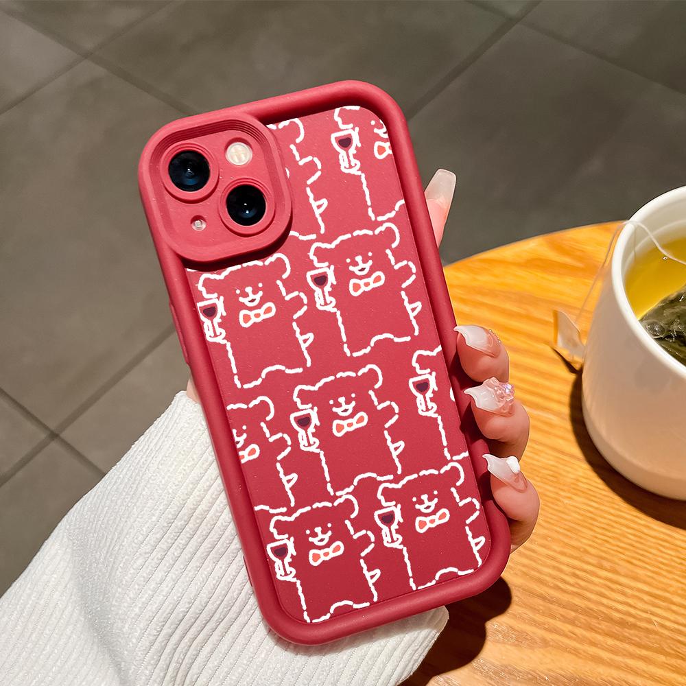 Pro iPhone 16 15 Pro Max Redmi Note 13 12 11 Pro Samsung S23 FE S24 Plus S24 Ultra A52 A72 A54 Měkké silikonové čtvercové pouzdro s kresleným vzorem psa