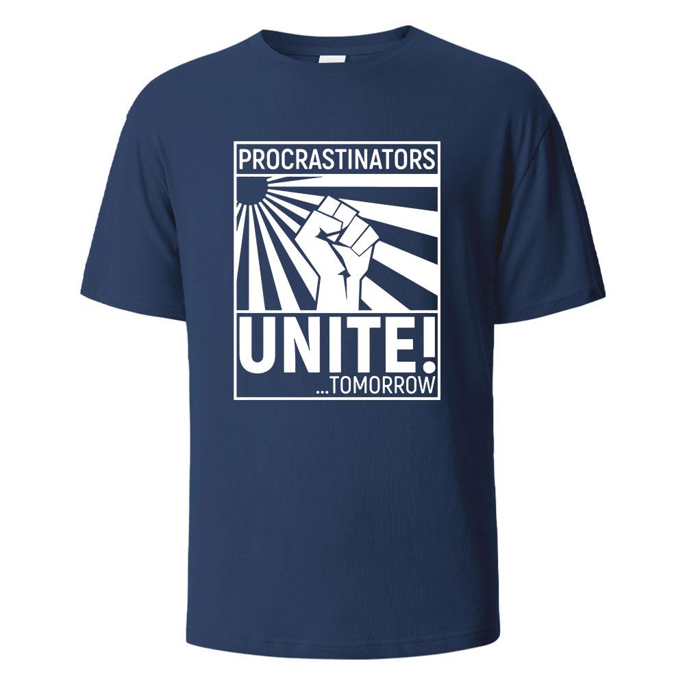 Herren Bedrucktes T-Shirt Prokrastinierer Streetwear 100% Baumwolle Oberteile Für Männer Frauen Sommer Atmungsaktiv Kurzärmelig O-Ausschnitt Basic T-Shirts
