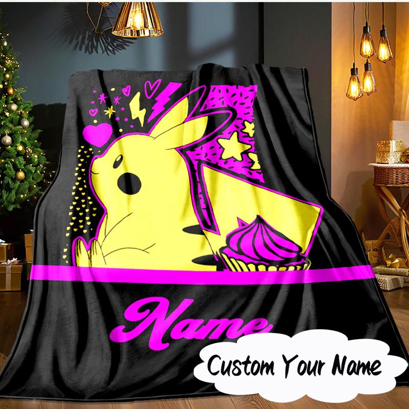 Custom Name Pika Adventure Hat Blanket Ideal Bedding Blanket Perfect for Travel, Camping, Living Rooms, Offices, Sofas, Fan Christmas gift