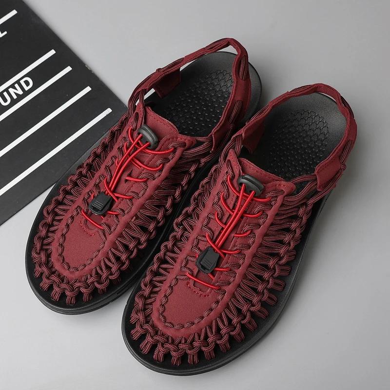 Fashion Summer Soft Soled Comfortable Sandals Men Quality Weaving Design Beach Breathable Casual Flats Sandals Trends Outdoor Sandals