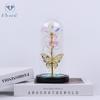 Gold Foil Rose & Butterfly Glass Dome - Preserved Flower Ornament for Valentine's Day & Christmas