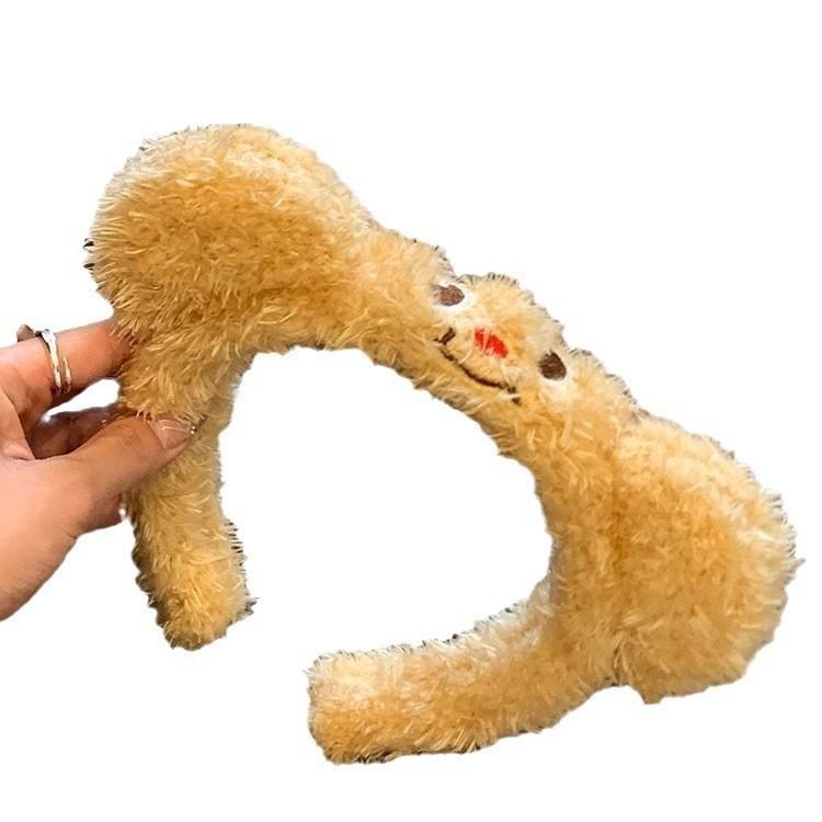 Cute Plush Embroidered Bear Headband Female Cartoon Sweet Hair Bundle Amusement Park Photo Wash Face Headband Headband Headgear