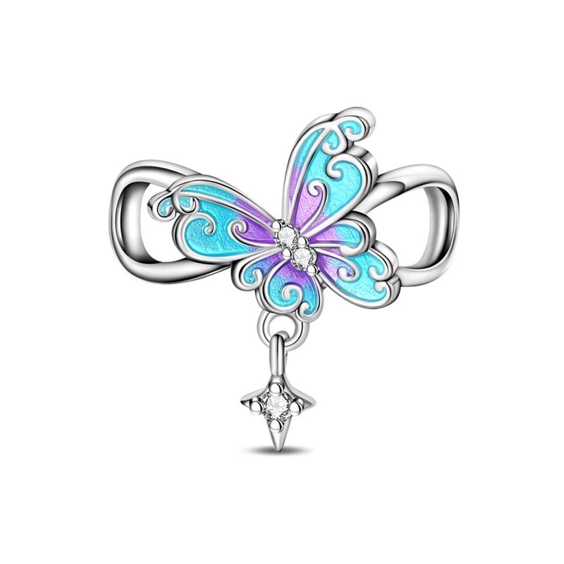 Summer Original 925 Silver Charms Colorful Butterfly Beads Minimalist Pendants Fit Bracelet Necklace DIY Jewelry Gift
