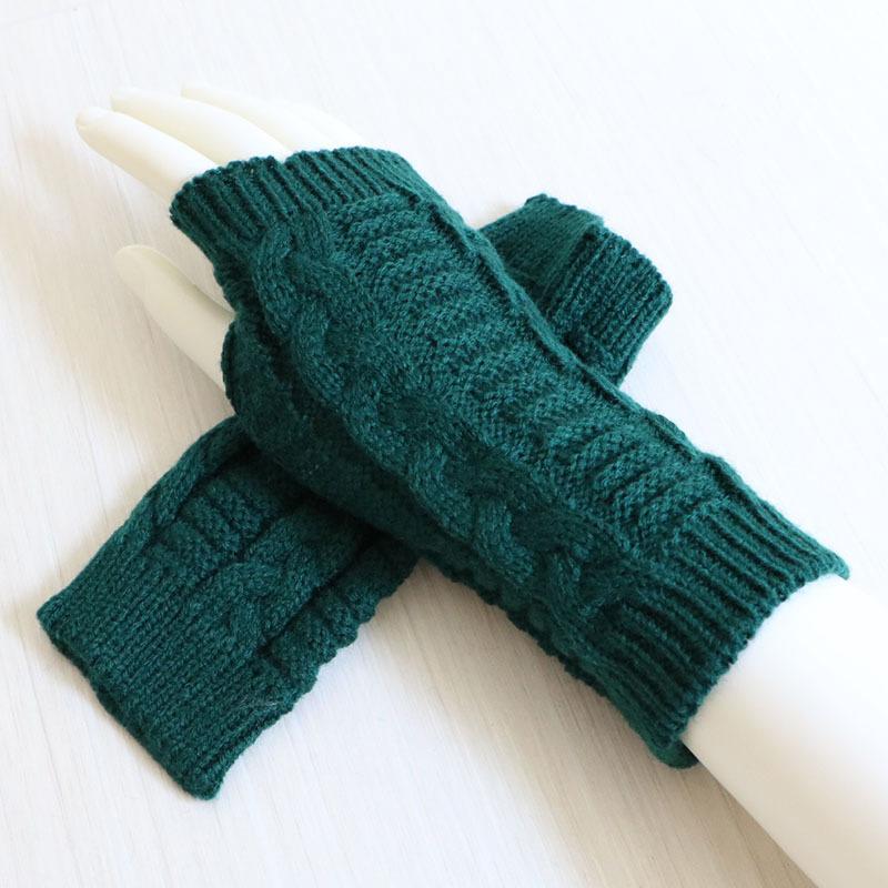 Autumn and Winter Short Knitted Exposed Finger Warm Stacking Gloves Wrist Guard Women’s Gloves & Mittens
