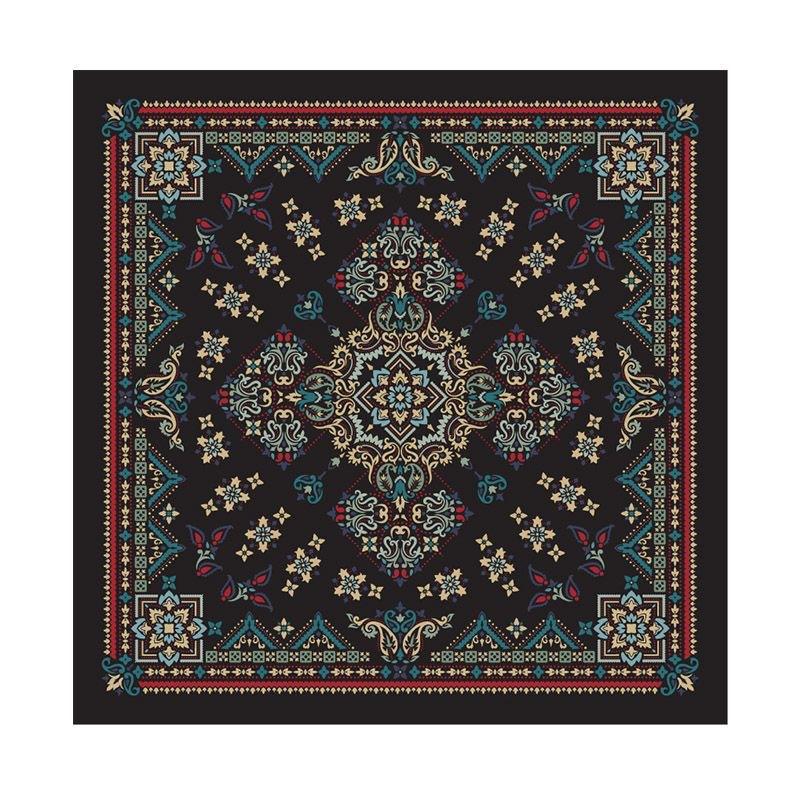 68cm Retro Printed Scarf for Women's Autumn and Winter Polyester Fiber Scarf for Sun Protection and Warm Headscarf Neck Shawl