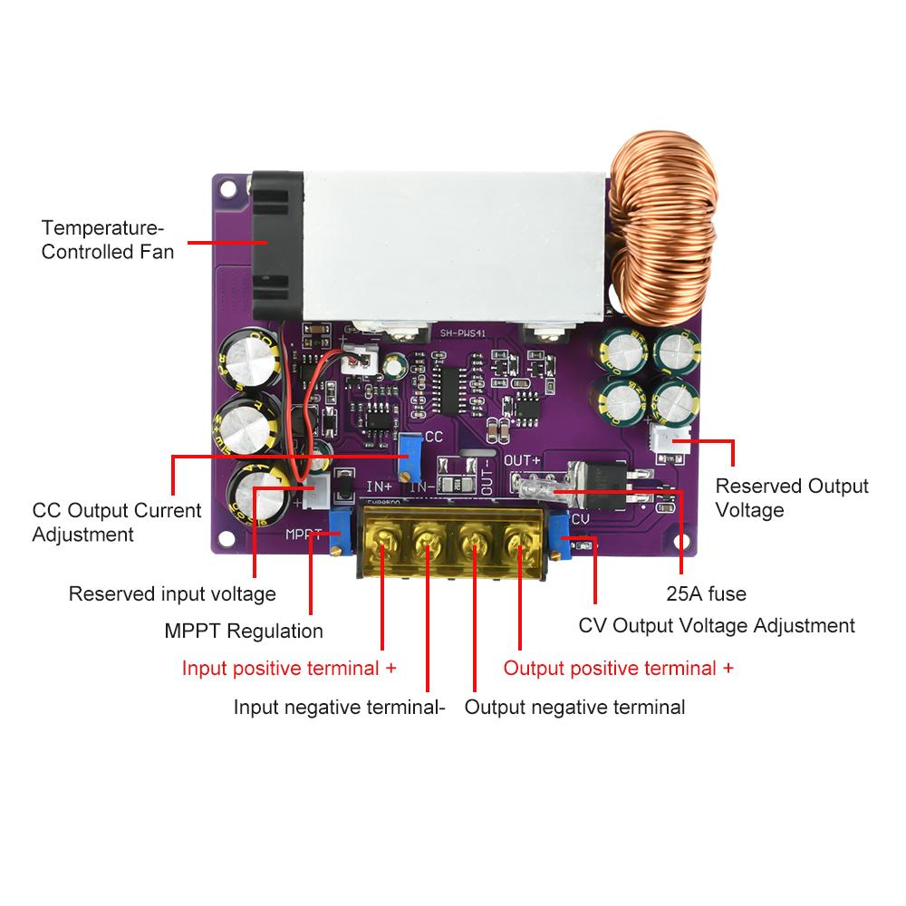 DC 18-90V 800W Adjustable Step-Down Module MPPT Solar Charge Controller Buck Regulator Power Module