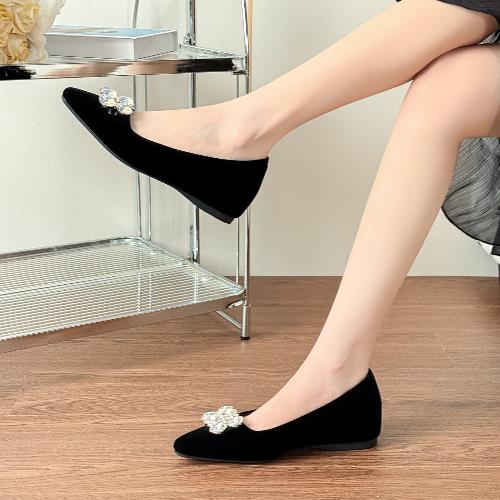 

2025 Осень Зима Женские Слипоны Квадратный Носок Стразы Замша Бордовый Низкий Каблук Одинарная Обувь Новинка 40 чёрный