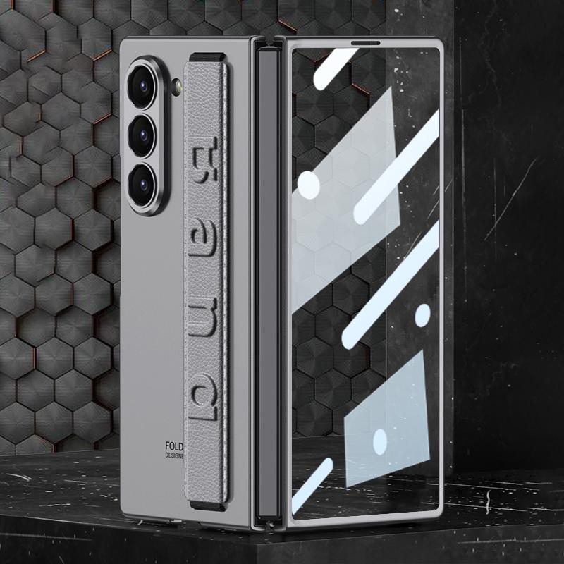 

GKK Чехол для Samsung Galaxy Z Fold6 5G Ремешок Жесткий ПК Чехол для телефона с защитной пленкой Grey