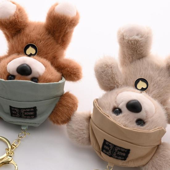 Cute Bear Wear Hat Keychain Soft Plush Backpack Charm for Girls Adorable Keyring Gift for Mothers Lovers Family Friends Colleagues