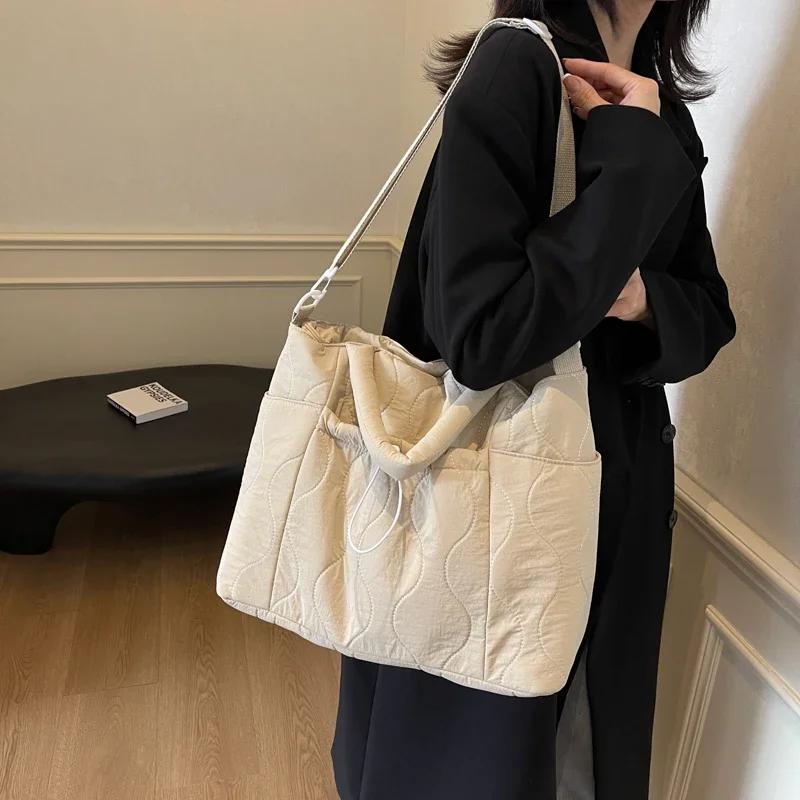 Fashion Large Cotton Tote Bags Women's Padded Shoulder Bags Large Capacity Women's Padded Travel Cotton Bags