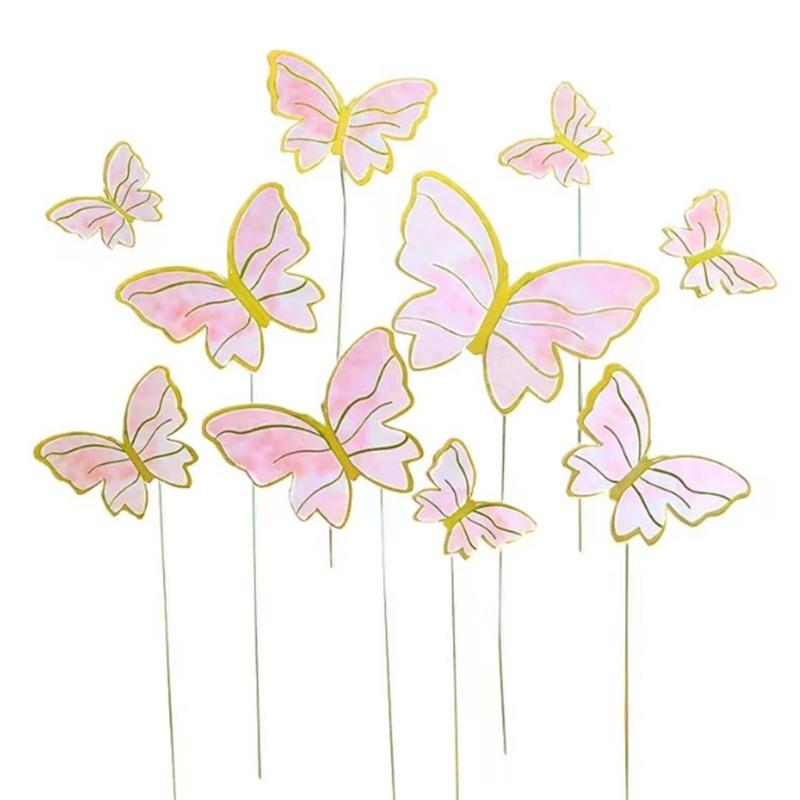 10PCS Butterfly Cake Decoration Creative Cupcakes Toppers Paper Baking Supplies for Birthday Party Wedding Anniversary