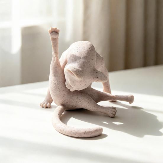 Licking Butt Cat Figurine Funny Resin Cat Statue Collectible Whimsical Kitty Ornament for Shelf Desk Decor Gift for Cat Lovers