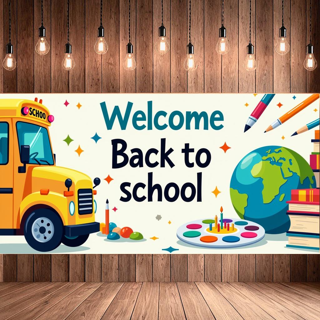 Welcome Back To School Banner Colorful School Bus Design Backdrop Decorations Classroom Events Party Supplies Photography Props
