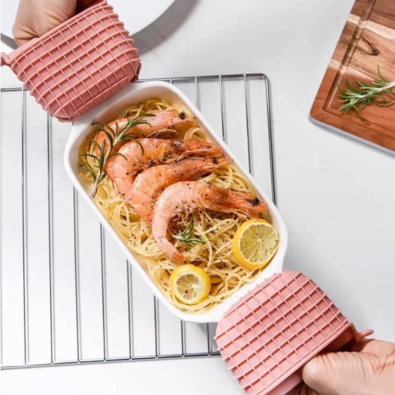 1/2Pcs Insulated Hand Silicone Anti-Heat Gloves Baking Oven Microwave Plate Holder Anti-Slip Silicone Gloves Mat Kitchen Gadgets