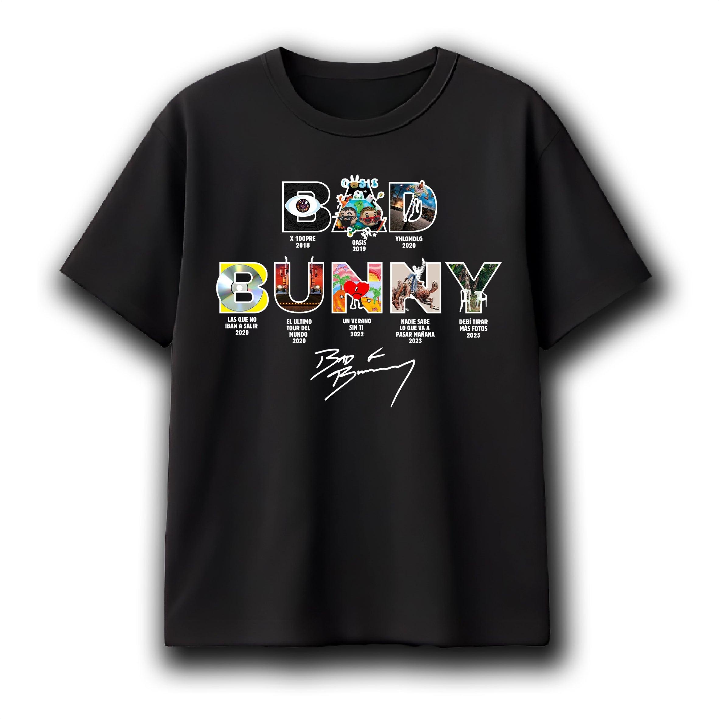 Bad Bunny Discography Graphic TShirt Unisex Unisex Reggaeton Streetwear Short Sleeve Cotton Rapper Fan Merch Tee Tops 3XL