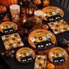 Pumpkin Pattern Disposable Plate Cup Set Decorative Disposable Utensils Set  Home