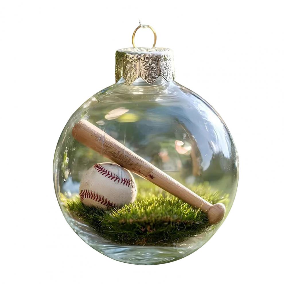 Ornamenti Divertenti per Albero di Natale a Forma di Palla Sportiva 3D Micro Scena Ornamento Sportivo Festivo Palla Trasparente Decorazione da Appendere Ornamento per la Casa