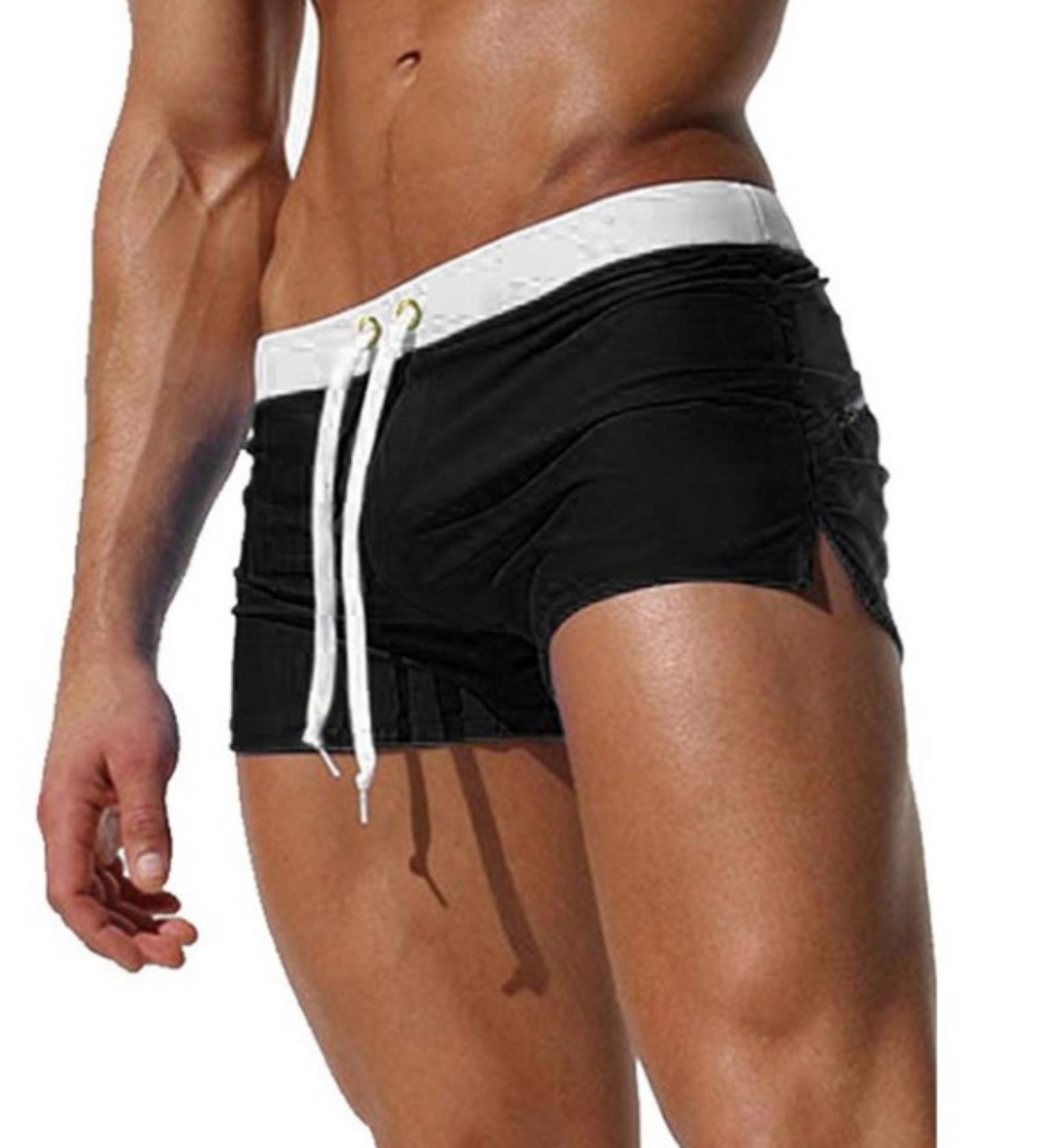 

Men s Stylish Swim Trunks With Back Pockets, Breathable Briefs XL чорний