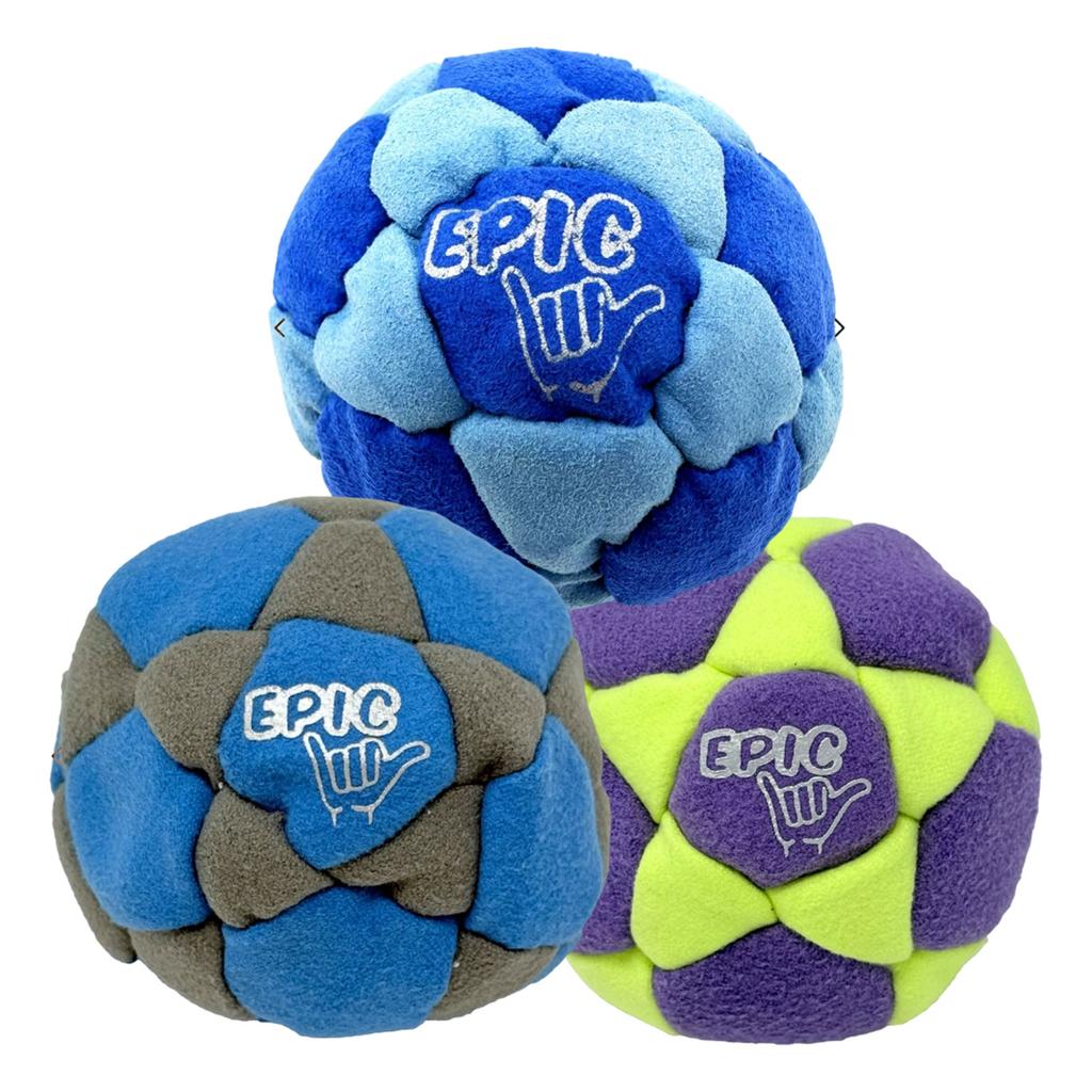 Epic 3pcs Handmade Woven Footbag Set with Carrying Bag Outdoor Adult Fun Crochet Foot Sack Sandbag for Recreational Use