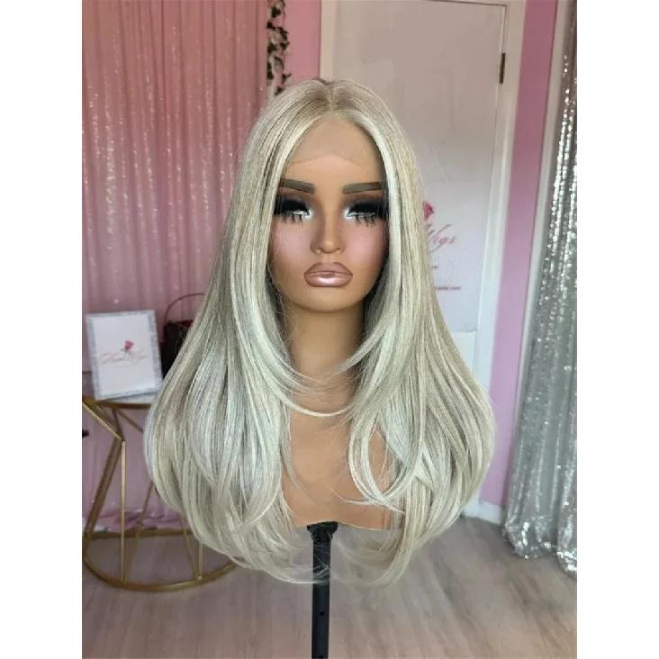 White Wig With Bangs Body Wave Lace Fornt Wig Synthetic And Blend Premium Fibre Heat Resistant Cosplay Pre Plucked For Women