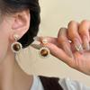Maillard retro tiger's eye earrings, high-end diamond-set pearl stud earrings, niche design, light luxury geometric earrings for women