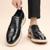 2026 Spring Men's Brogue Shoes: Korean Style, British Trend, Breathable, Formal Leather for Weddings and Business