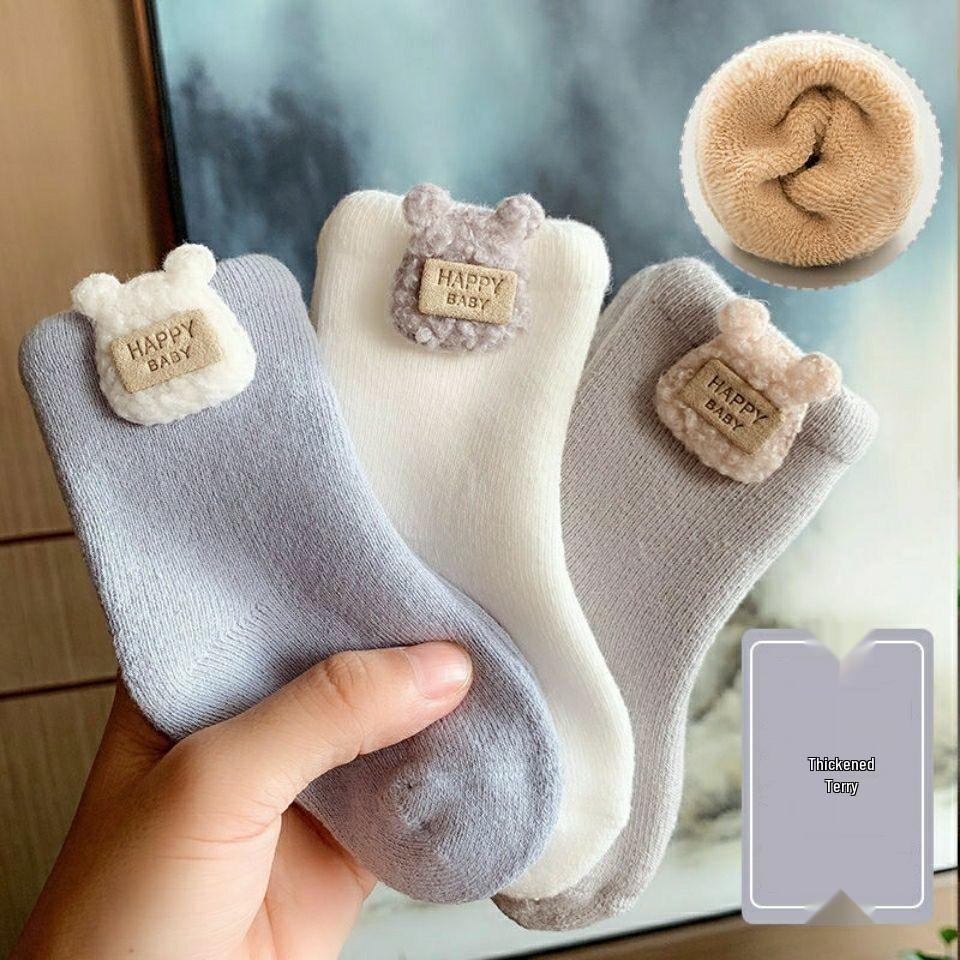 Autumn/Winter Newborn Mid-Calf Plush Terry Cotton Socks for Boys and Girls