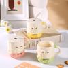 Smiley-Gesicht mit Deckel Niedliches Smiley-Gesicht Trinkbecher Cartoon-Stil Set Keramiktasse Partnerbecher Hitzebeständiger Becher Tasse Geschenk