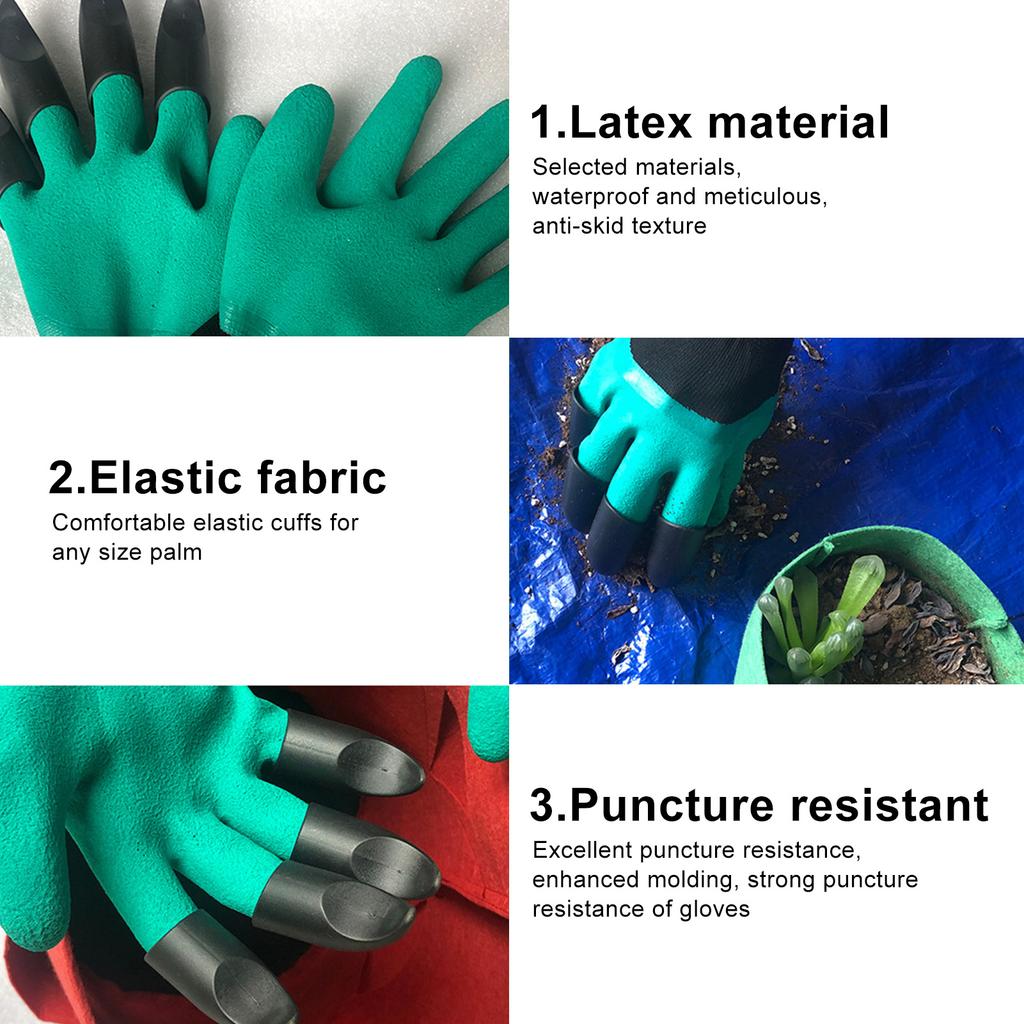 Pair Garden Gloves with Fingertips Claws Protective Working Gloves for Planting Digging Weeding