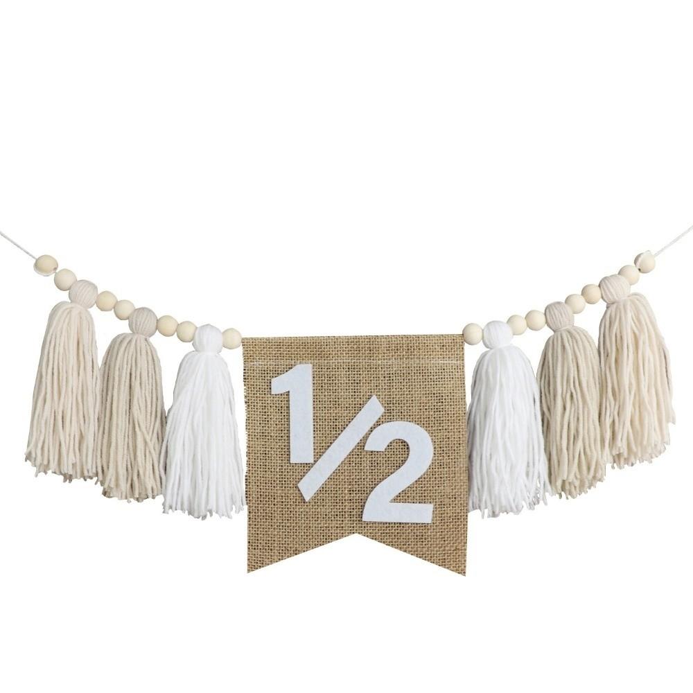 Boho 1. Geburtstag Hochstuhl Banner Garn Quaste Handgemachtes Geburtstagsbanner Leinenhut Holzperle Partydekoration Kinderparty