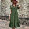 Europäisches und Amerikanisches Sommer Lässiges Mittellanges Hemdblusenkleid für Damen